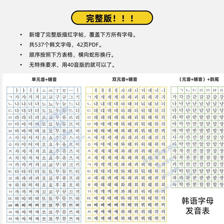 韩语四十音字母表描红字帖pdf电子打印版_3